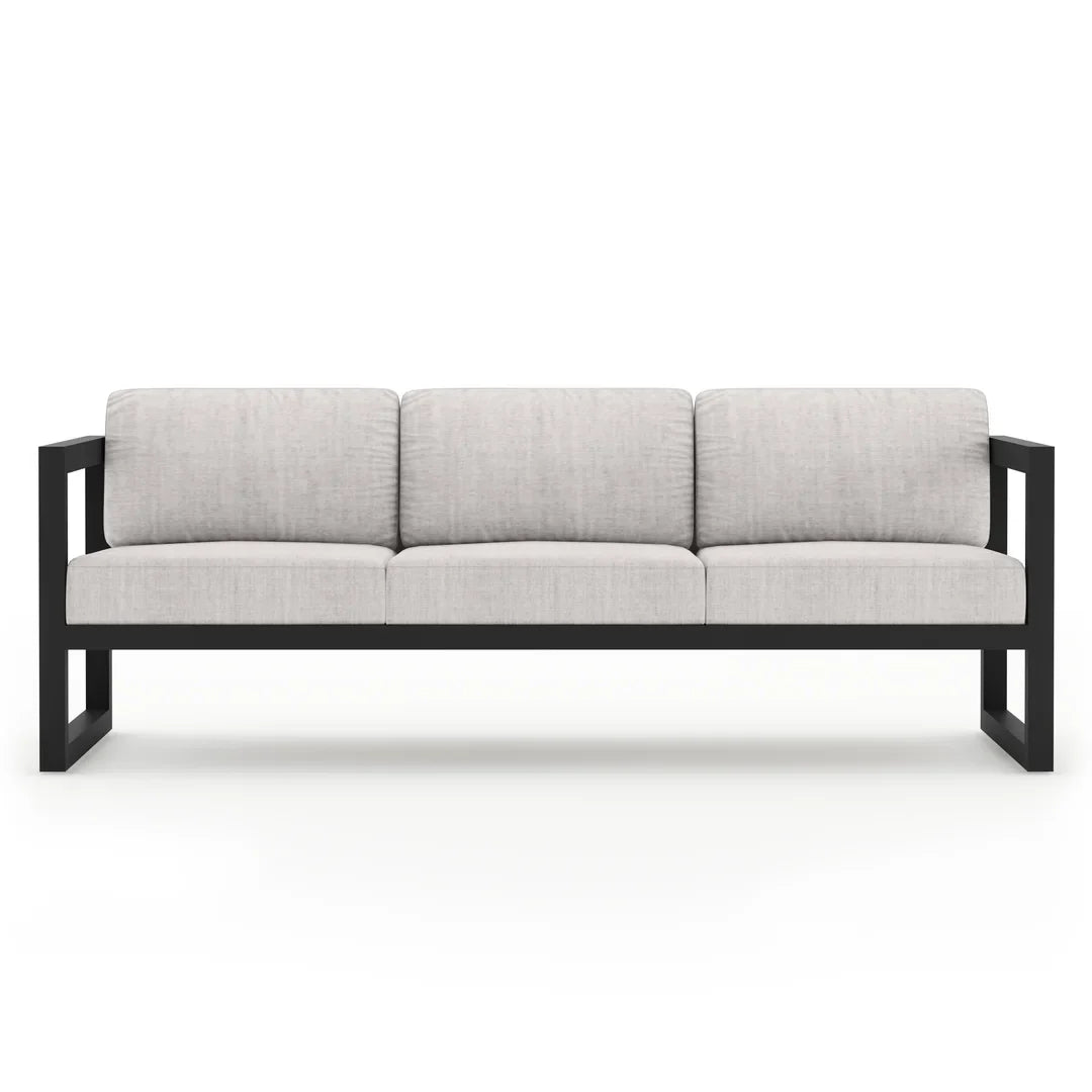 Avion 3 Piece Aluminum Sofa Loveseat Set - Black - Cast Silver