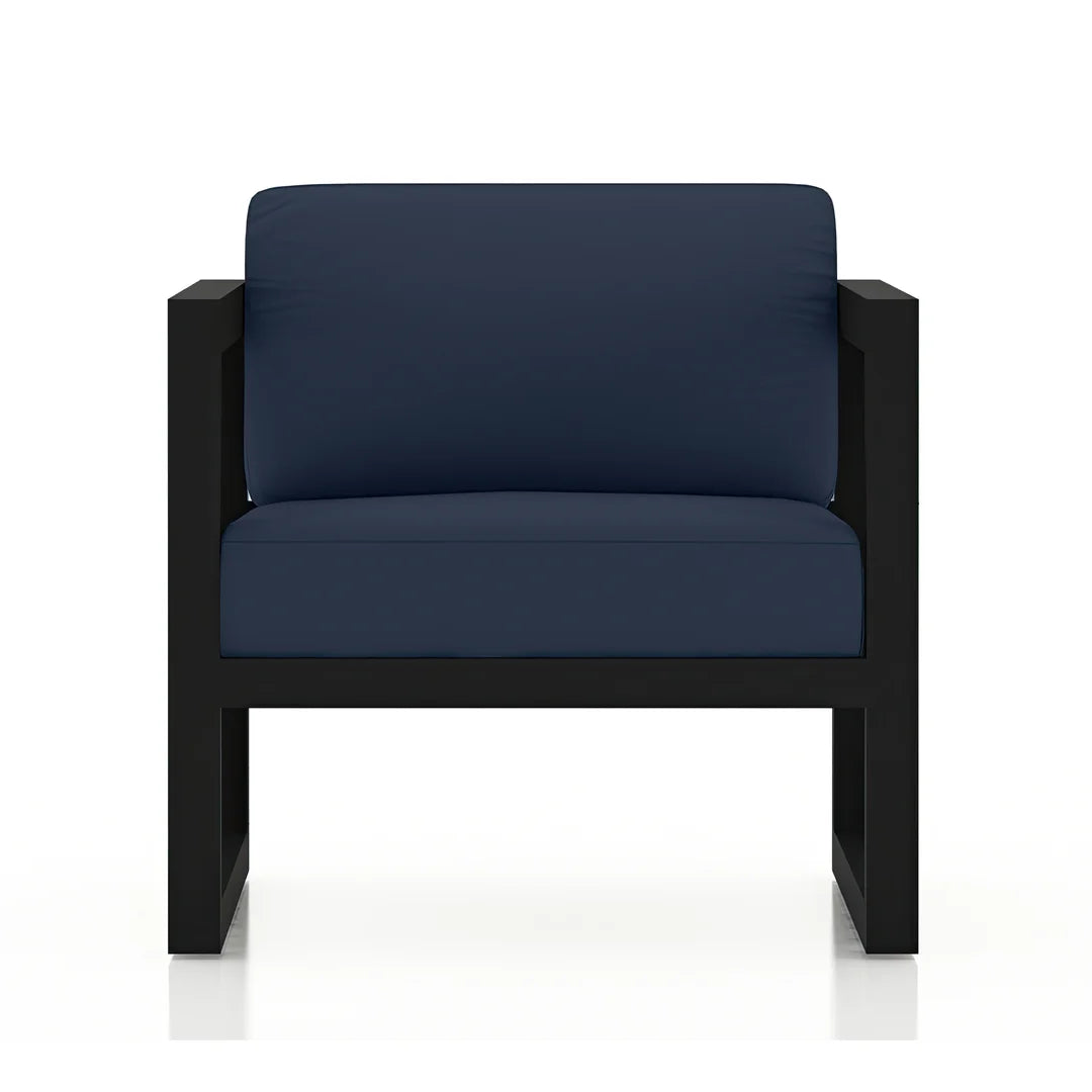 Avion 3 Piece Aluminum Sofa Loveseat Set - Black - Spectrum Indigo