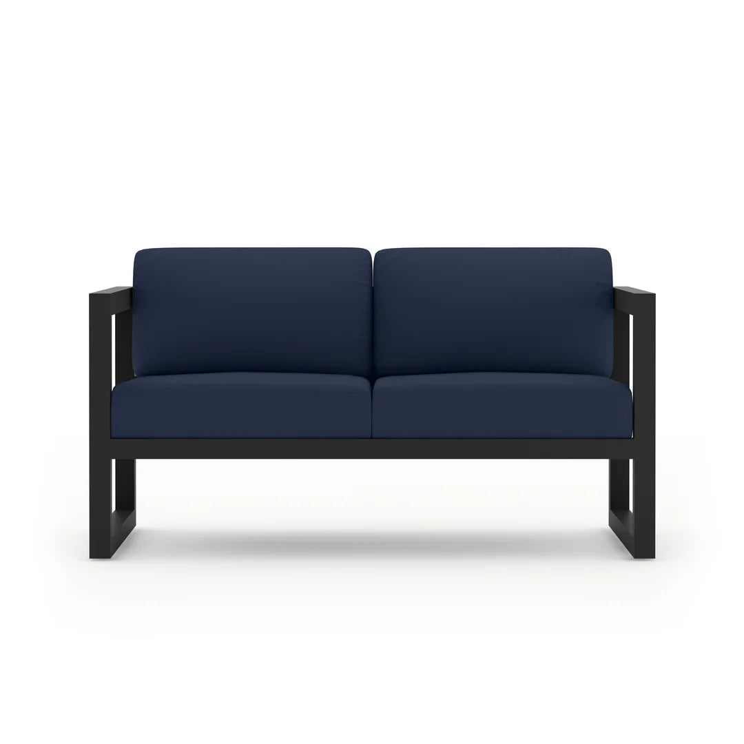Avion 3 Piece Aluminum Sofa Loveseat Set - Black - Spectrum Indigo