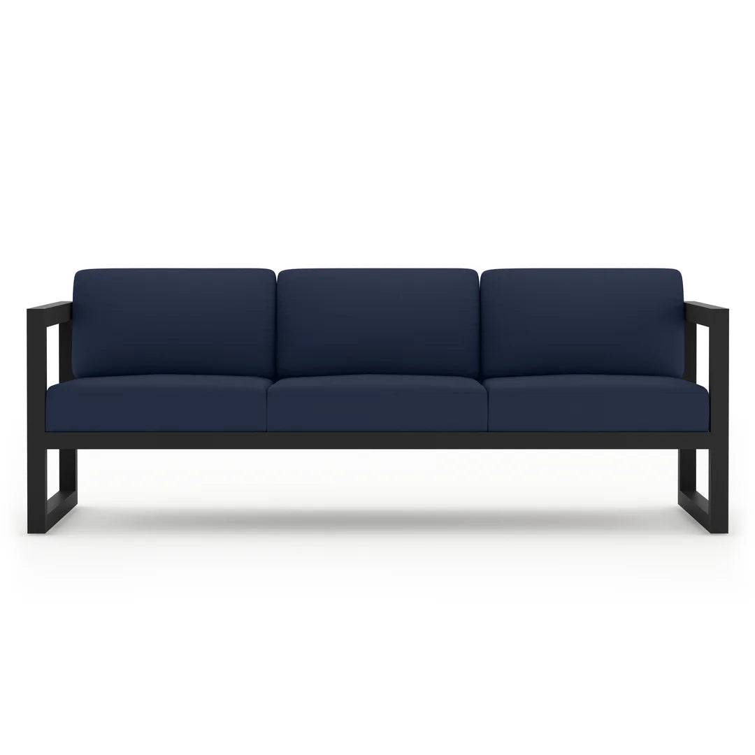 Avion 3 Piece Aluminum Sofa Loveseat Set - Black - Spectrum Indigo
