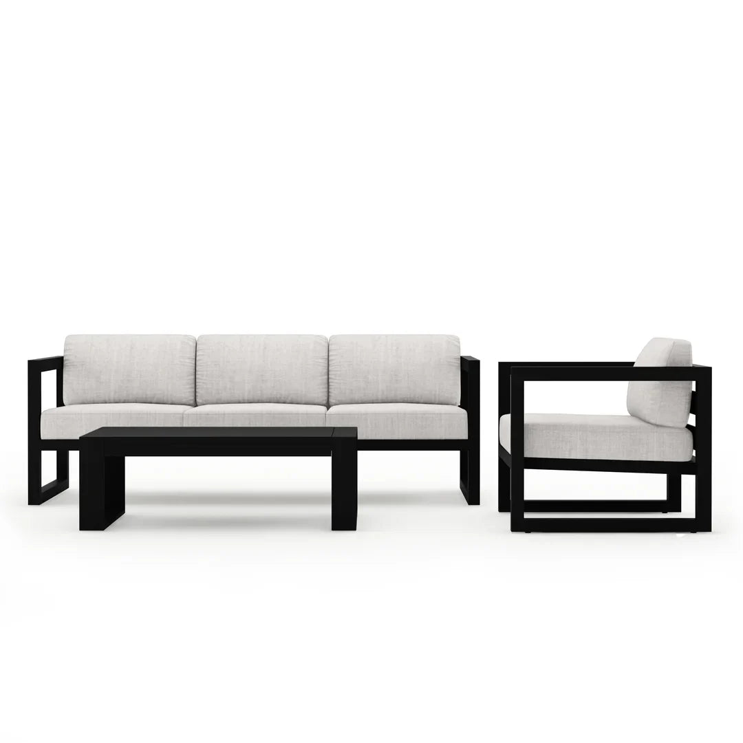 Avion 3 Piece Aluminum Sofa Set - Black - Cast Silver