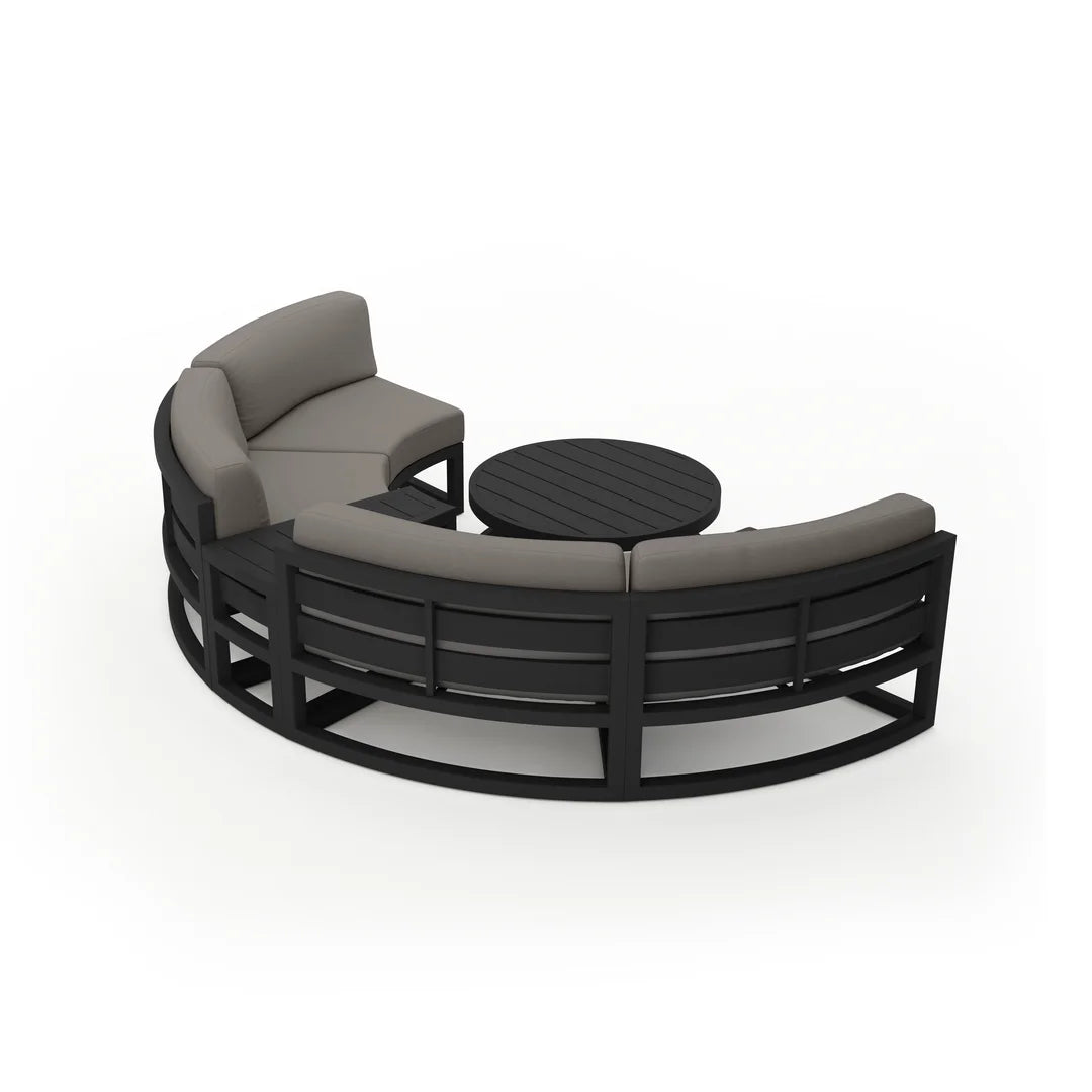Avion 4 Piece Aluminum Curve Sectional Set - Black - Canvas Charcoal