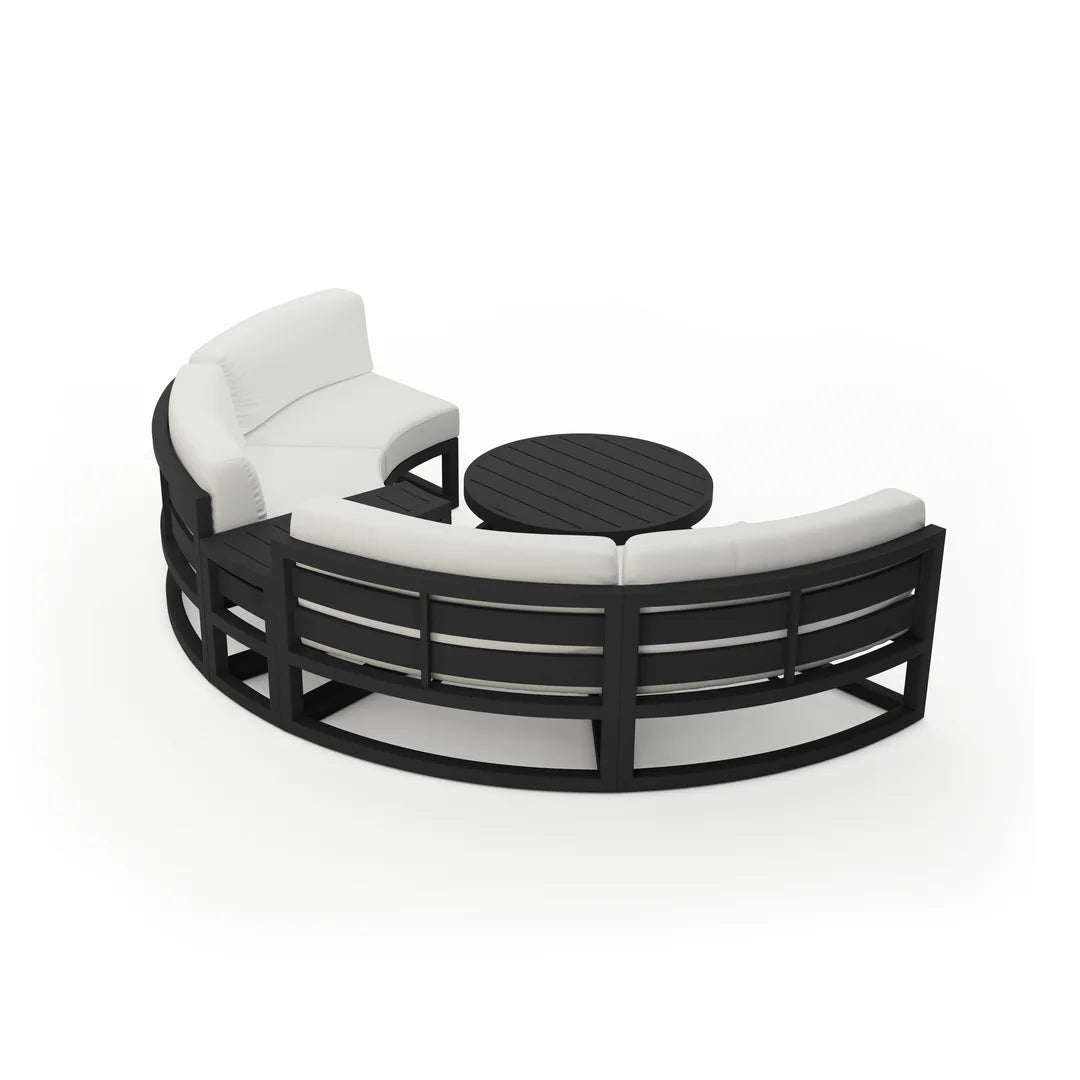 Avion 4 Piece Aluminum Curve Sectional Set - Black - Canvas Natural