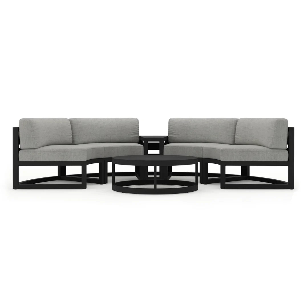 Avion 4 Piece Aluminum Curve Sectional Set - Black - Cast Silver
