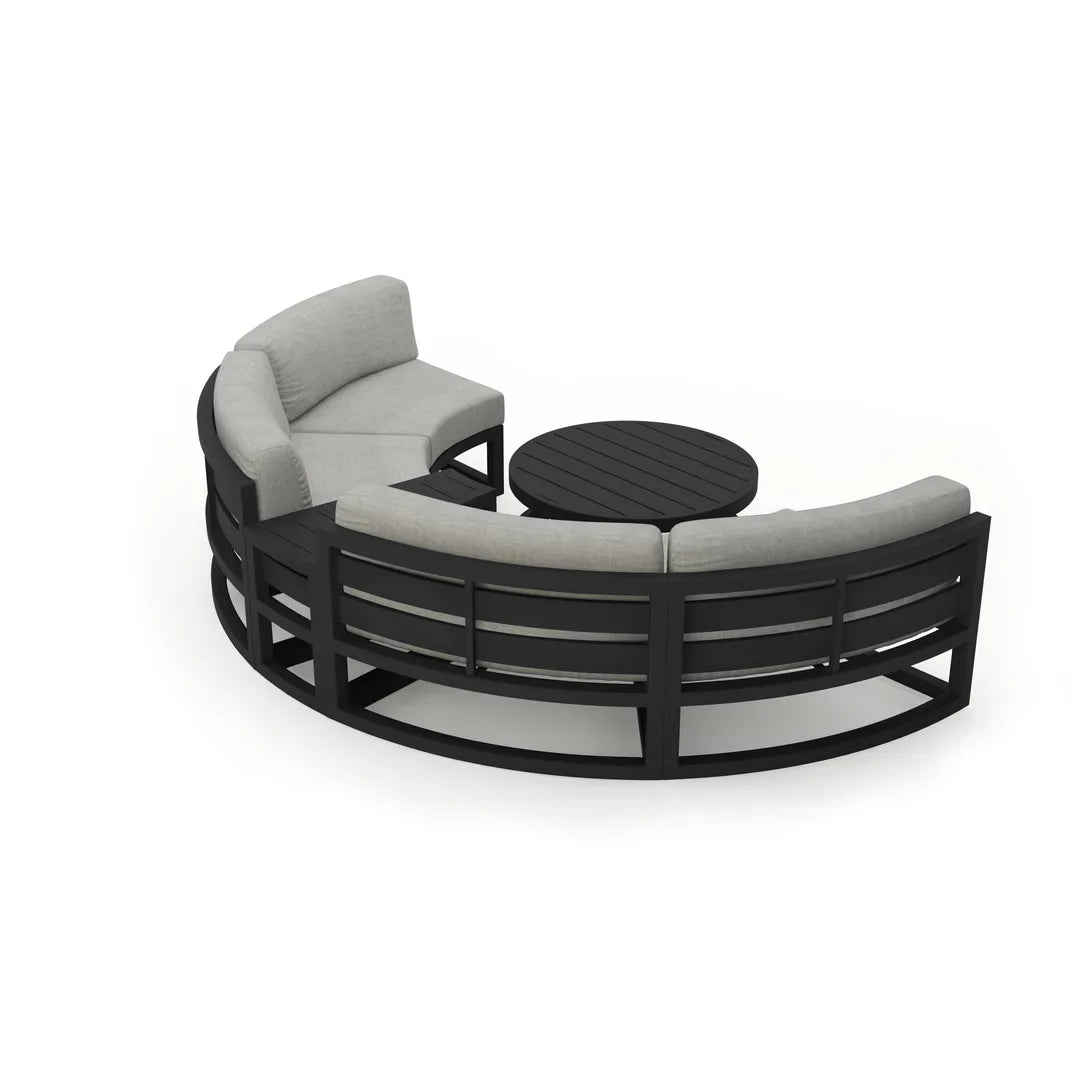 Avion 4 Piece Aluminum Curve Sectional Set - Black - Cast Silver
