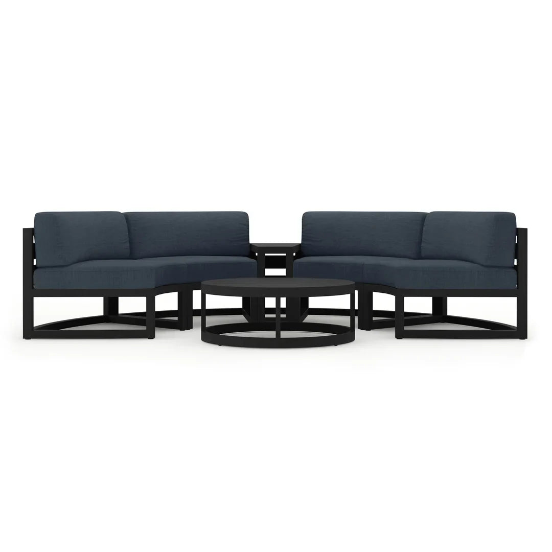 Avion 4 Piece Aluminum Curve Sectional Set - Black - Spectrum Indigo
