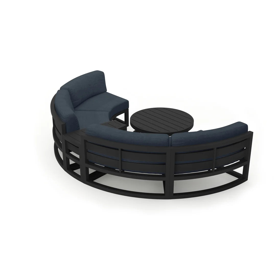 Avion 4 Piece Aluminum Curve Sectional Set - Black - Spectrum Indigo