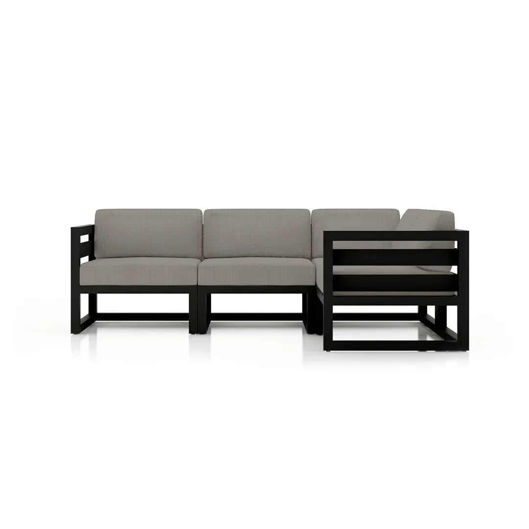 Avion 4 Piece Aluminum Sectional Set - Black - Canvas Charcoal