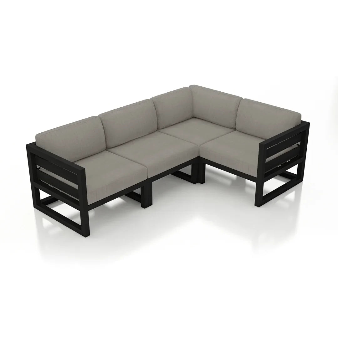 Avion 4 Piece Aluminum Sectional Set - Black - Canvas Charcoal