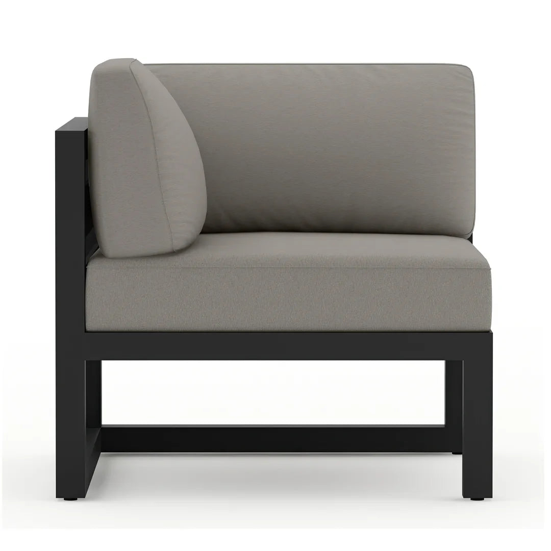 Avion 4 Piece Aluminum Sectional Set - Black - Canvas Charcoal