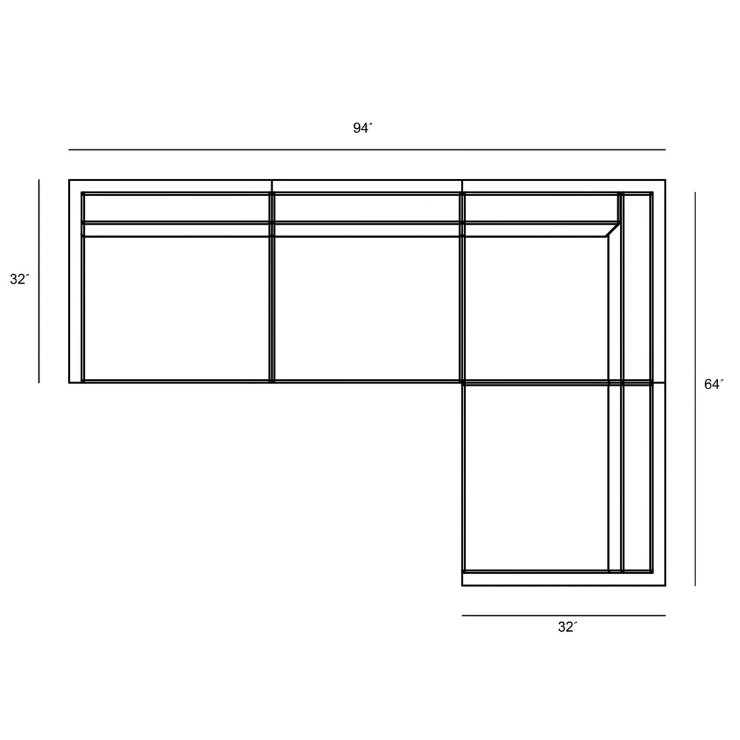 Avion 4 Piece Aluminum Sectional Set - Black - Canvas Charcoal
