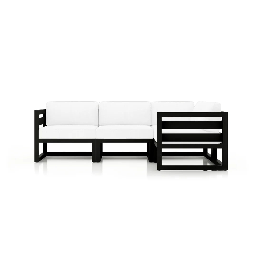 Avion 4 Piece Aluminum Sectional Set - Black - Canvas Natural