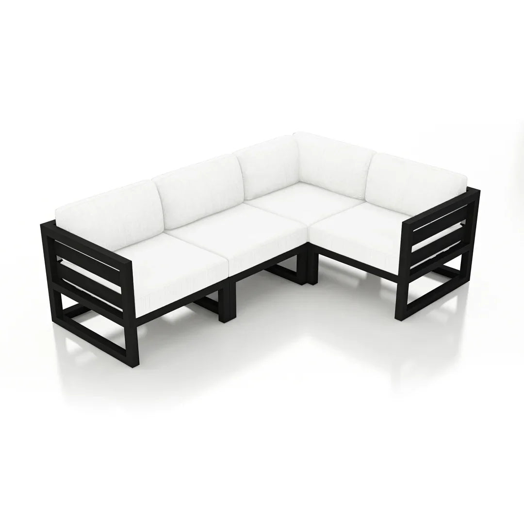 Avion 4 Piece Aluminum Sectional Set - Black - Canvas Natural