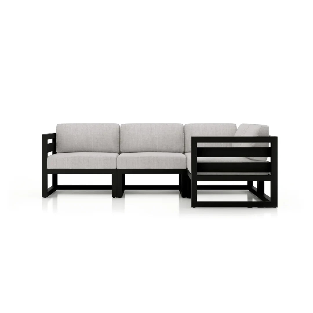 Avion 4 Piece Aluminum Sectional Set - Black - Cast Silver