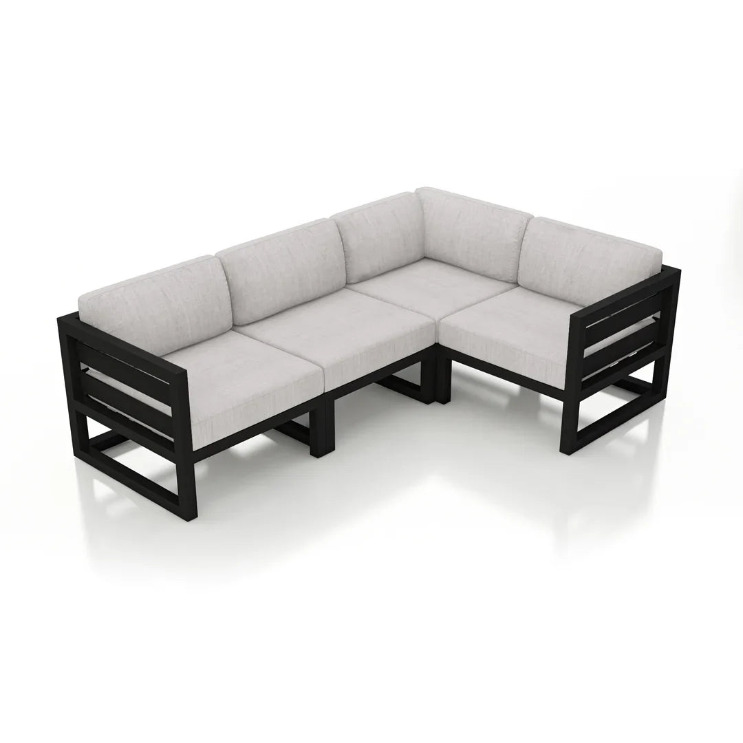Avion 4 Piece Aluminum Sectional Set - Black - Cast Silver