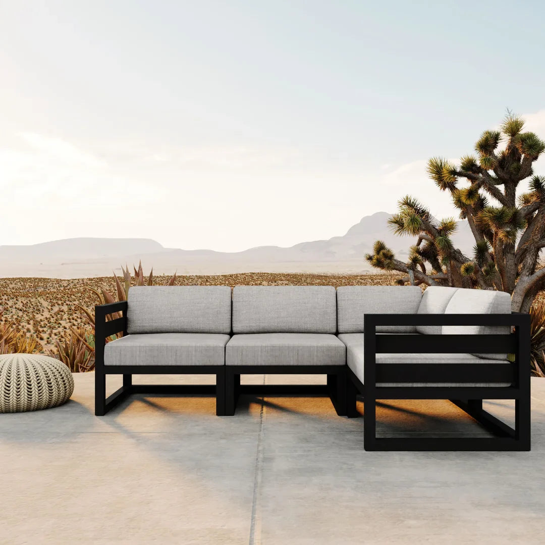 Avion 4 Piece Aluminum Sectional Set - Black - Cast Silver