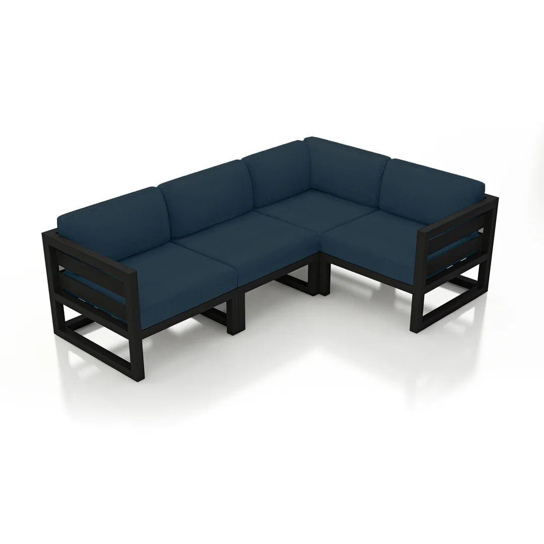 Avion 4 Piece Aluminum Sectional Set - Black - Spectrum Indigo