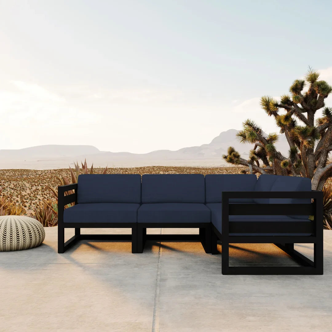 Avion 4 Piece Aluminum Sectional Set - Black - Spectrum Indigo