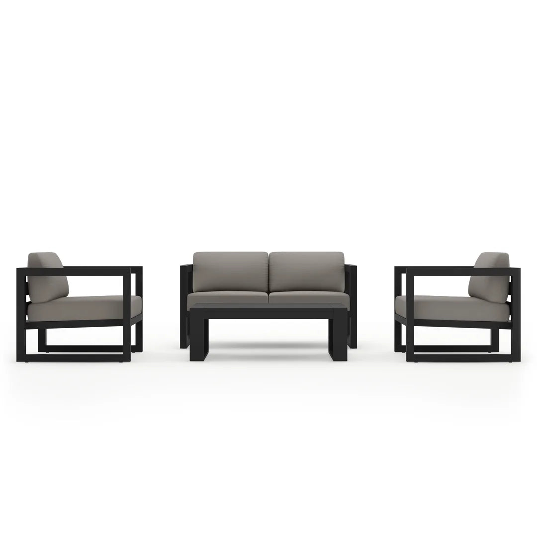 Avion 4 Piece Aluminum Loveseat Set - Black - Canvas Charcoal