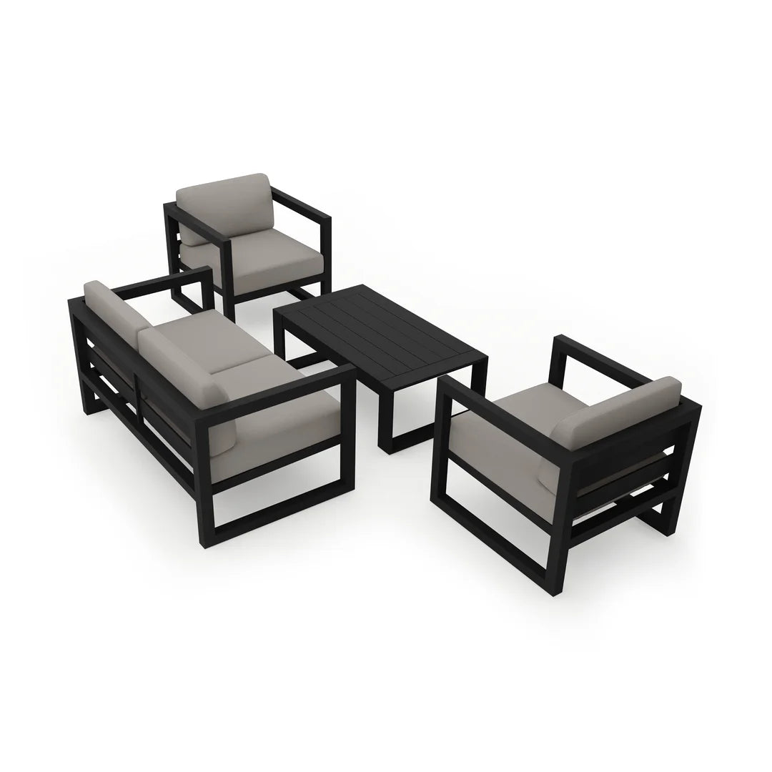 Avion 4 Piece Aluminum Loveseat Set - Black - Canvas Charcoal