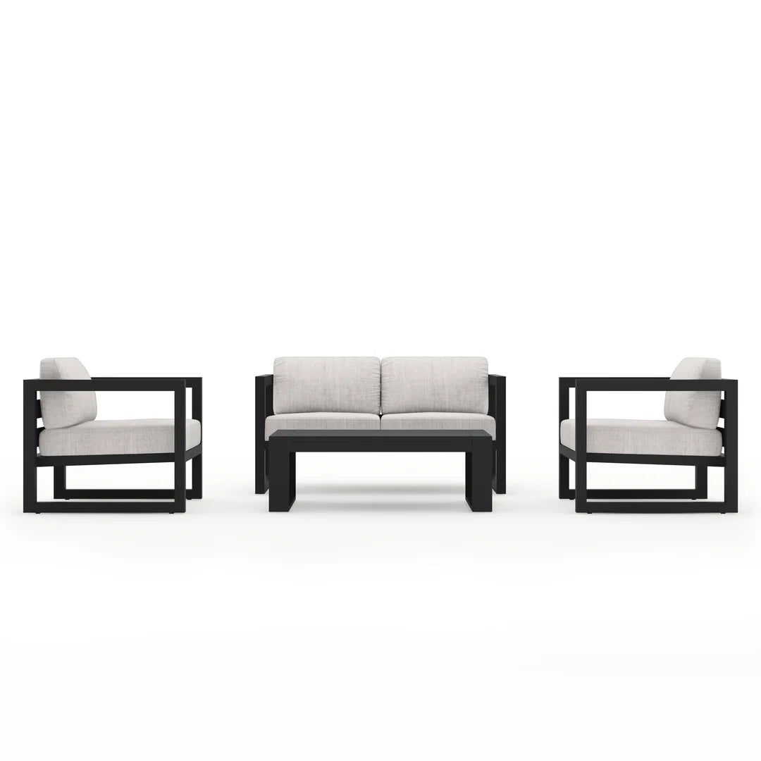Avion 4 Piece Aluminum Loveseat Set - Black - Cast Silver