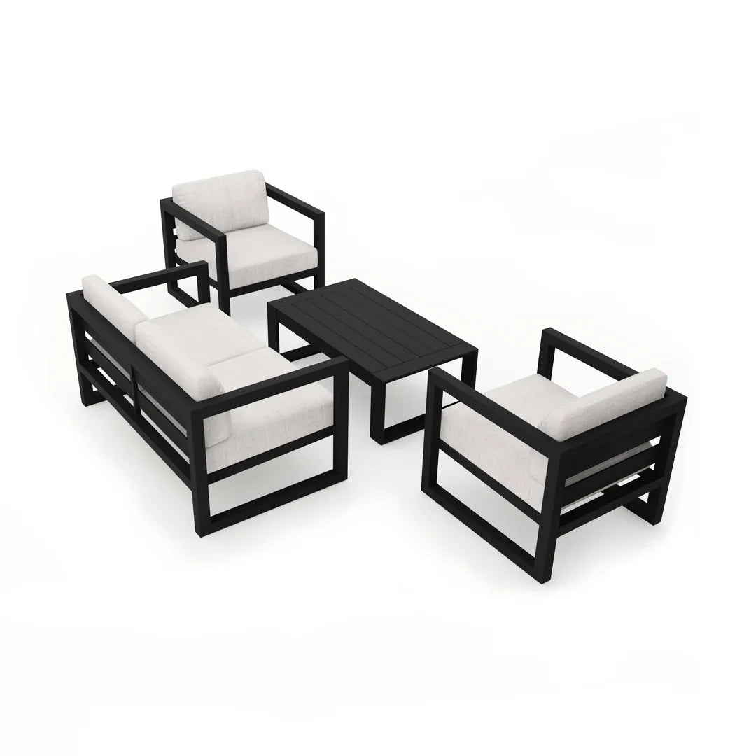 Avion 4 Piece Aluminum Loveseat Set - Black - Cast Silver
