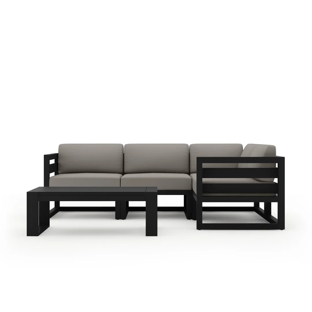 Avion 5 Piece Aluminum Sectional Set - Black - Canvas Charcoal