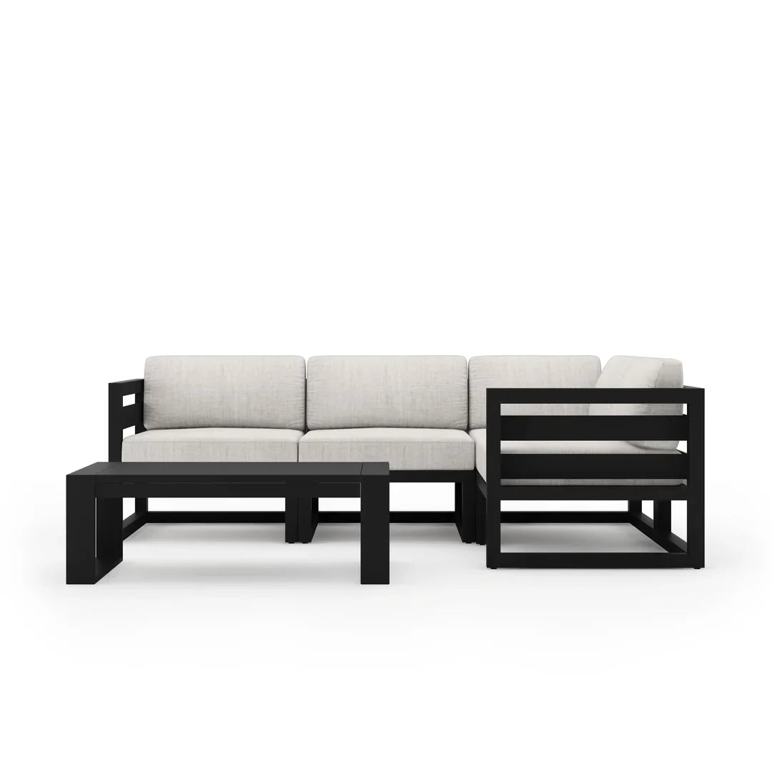 Avion 5 Piece Aluminum Sectional Set - Black - Cast Silver