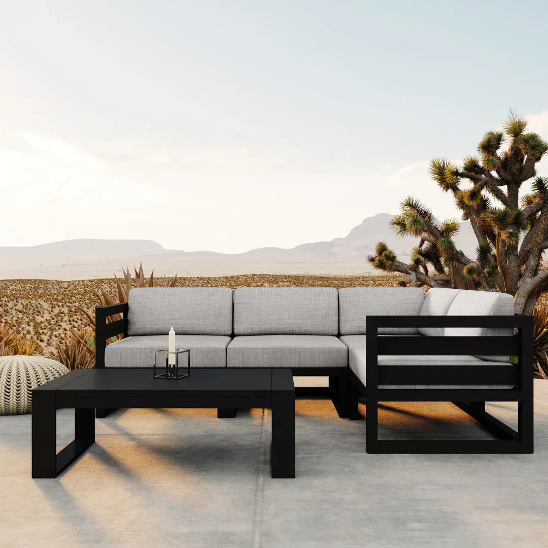 Avion 5 Piece Aluminum Sectional Set - Black - Cast Silver