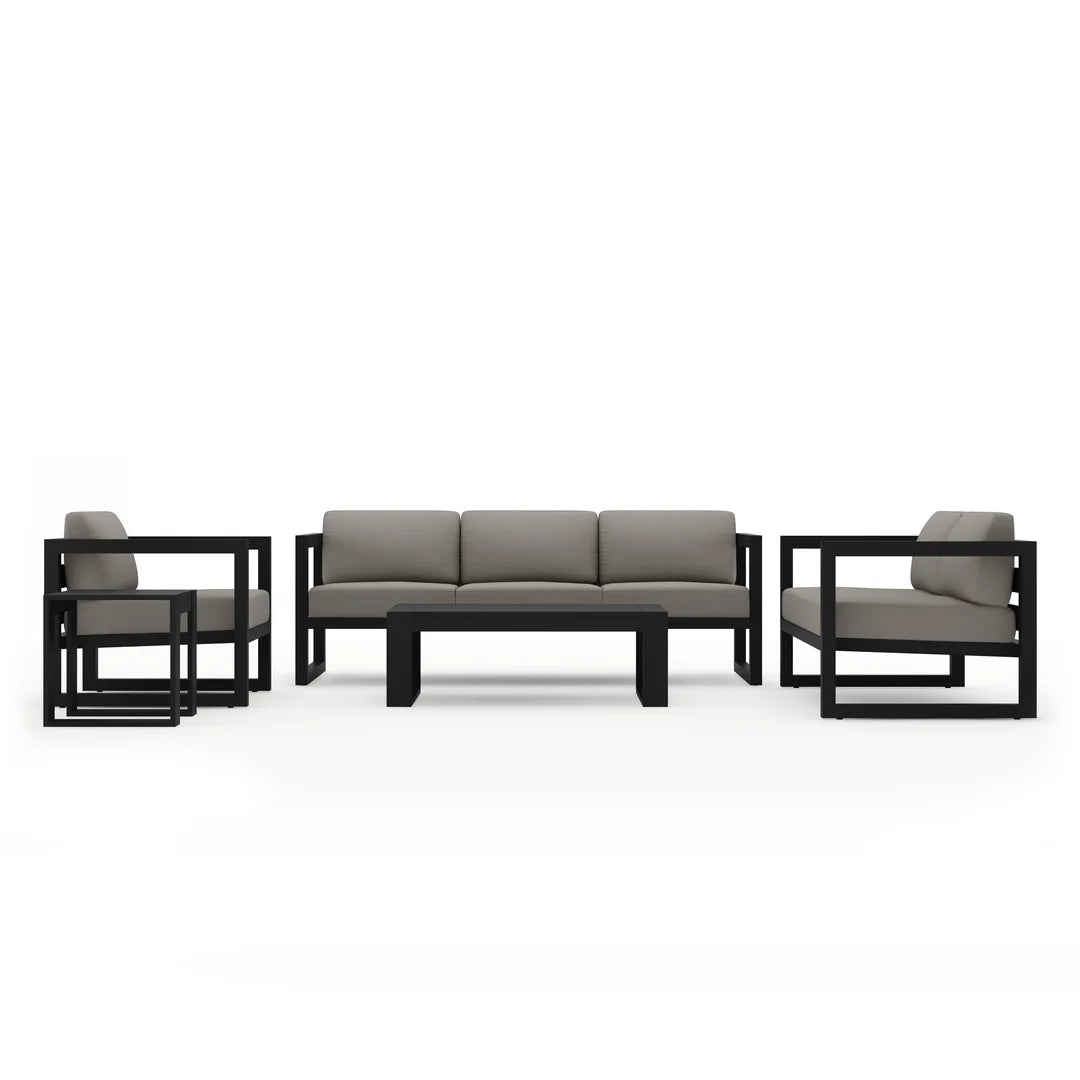 Avion 5 Piece Aluminum Sofa Set - Black - Canvas Charcoal