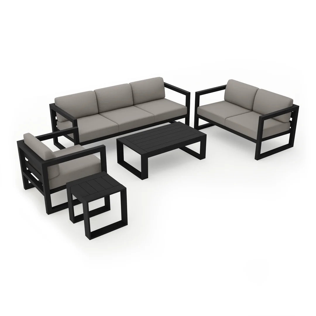 Avion 5 Piece Aluminum Sofa Set - Black - Canvas Charcoal