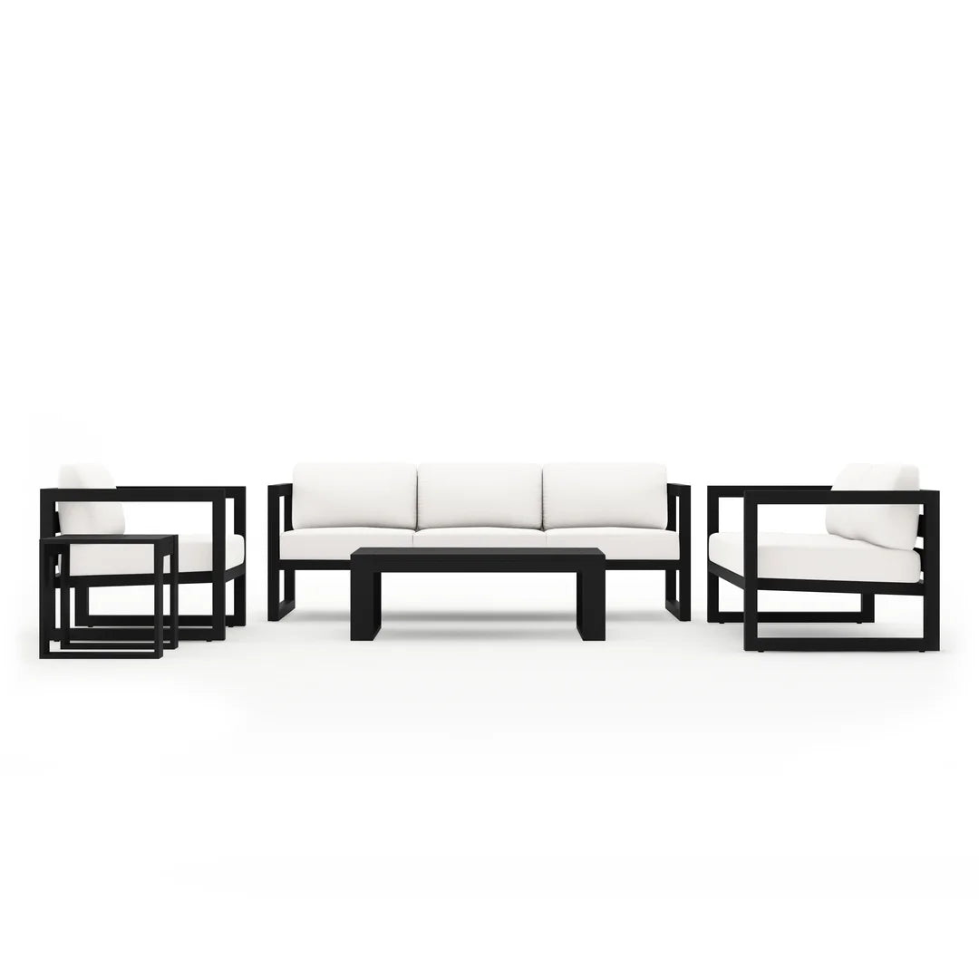 Avion 5 Piece Aluminum Sofa Set - Black - Canvas Natural