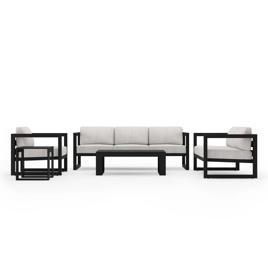 Avion 5 Piece Aluminum Sofa Set - Black - Cast Silver