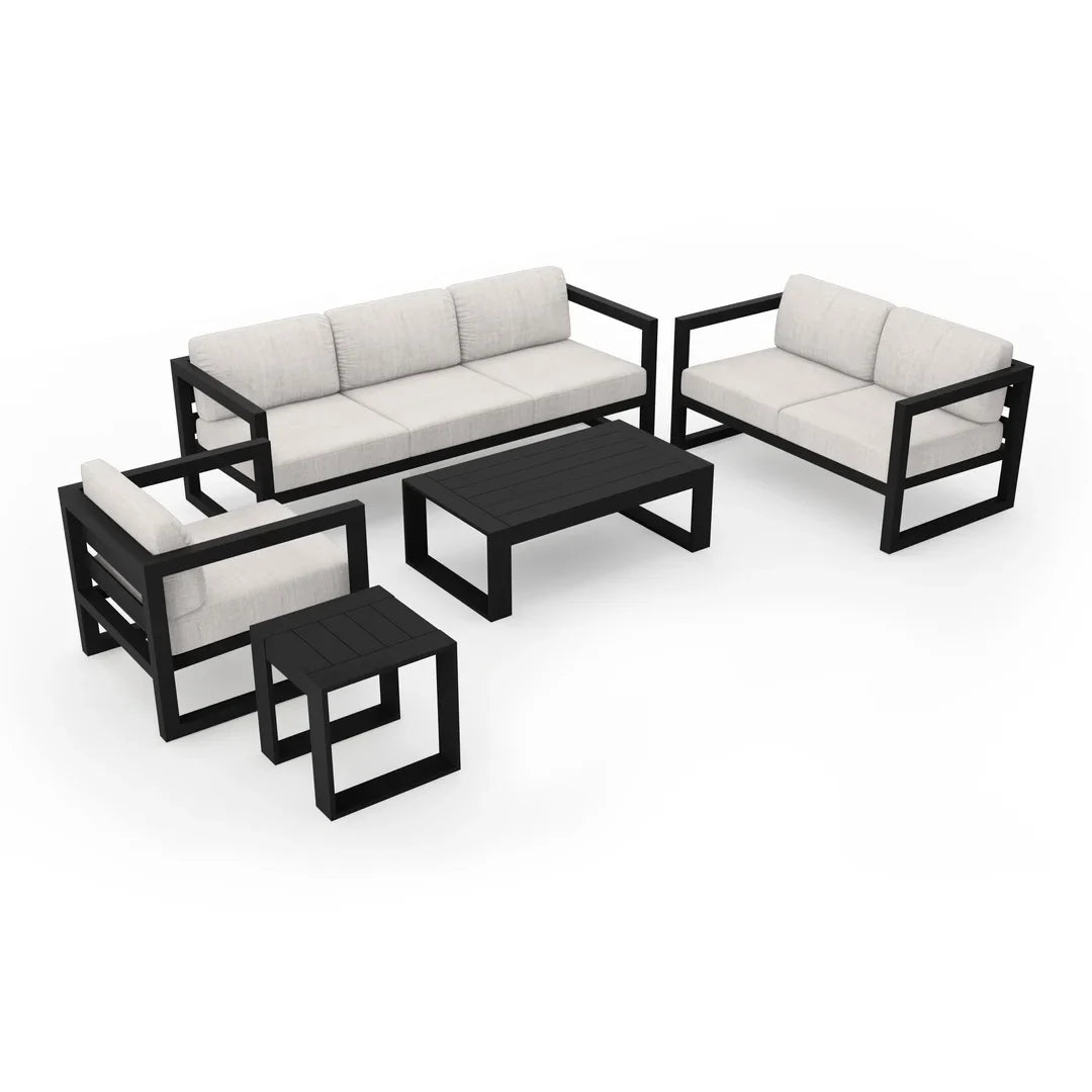 Avion 5 Piece Aluminum Sofa Set - Black - Cast Silver