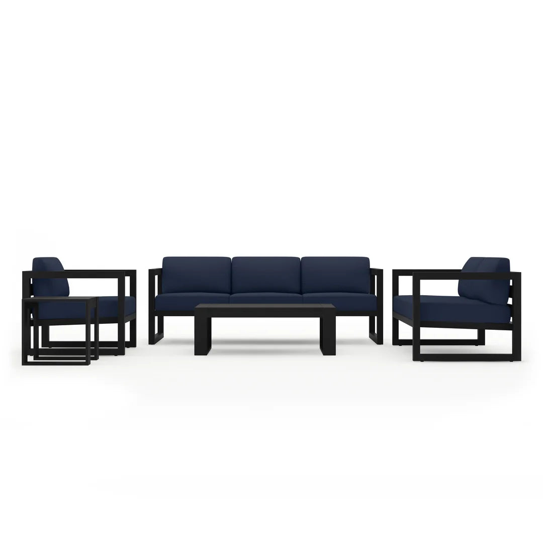 Avion 5 Piece Aluminum Sofa Set - Black - Spectrum Indigo