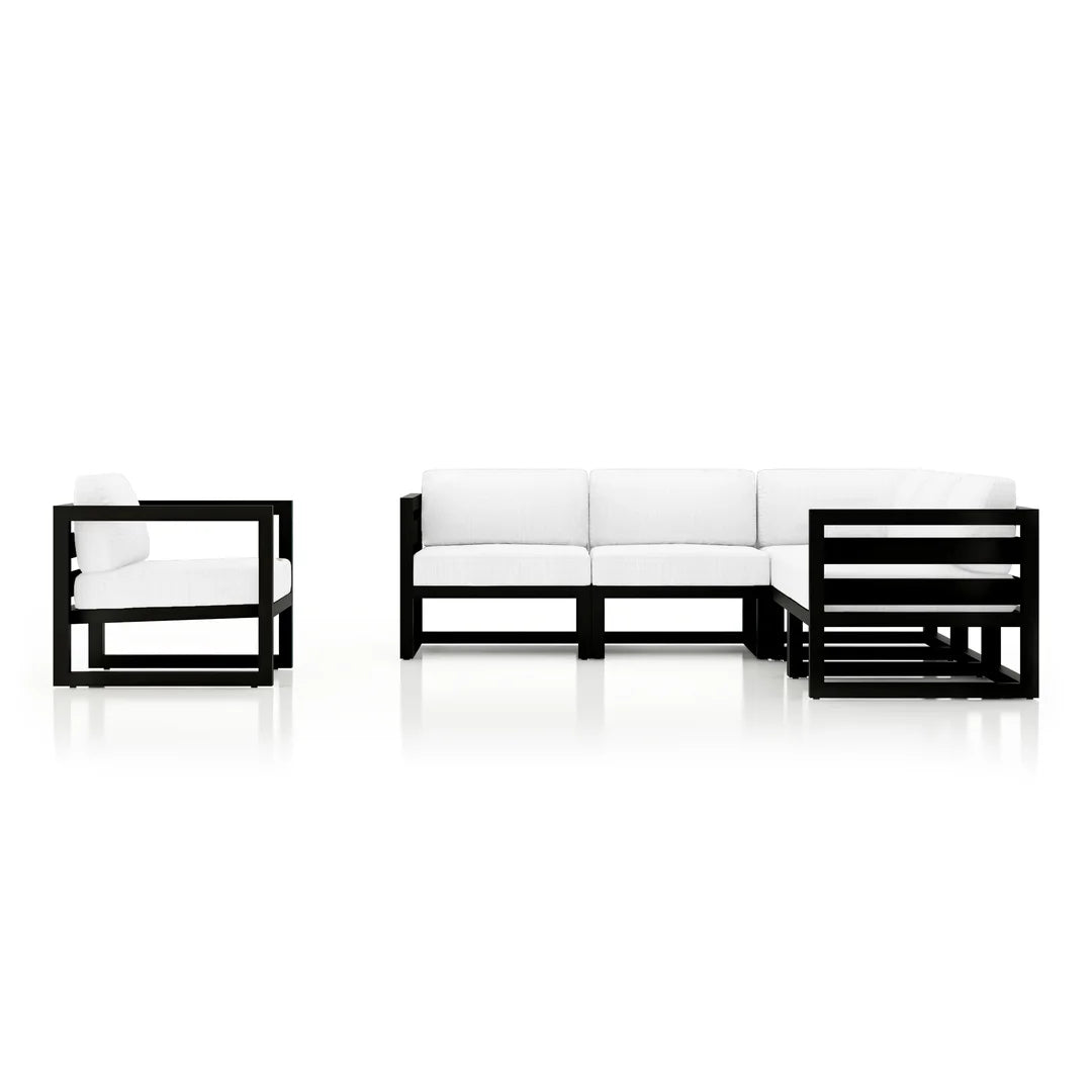 Avion 6 Piece Aluminum Sectional Set - Black - Canvas Natural