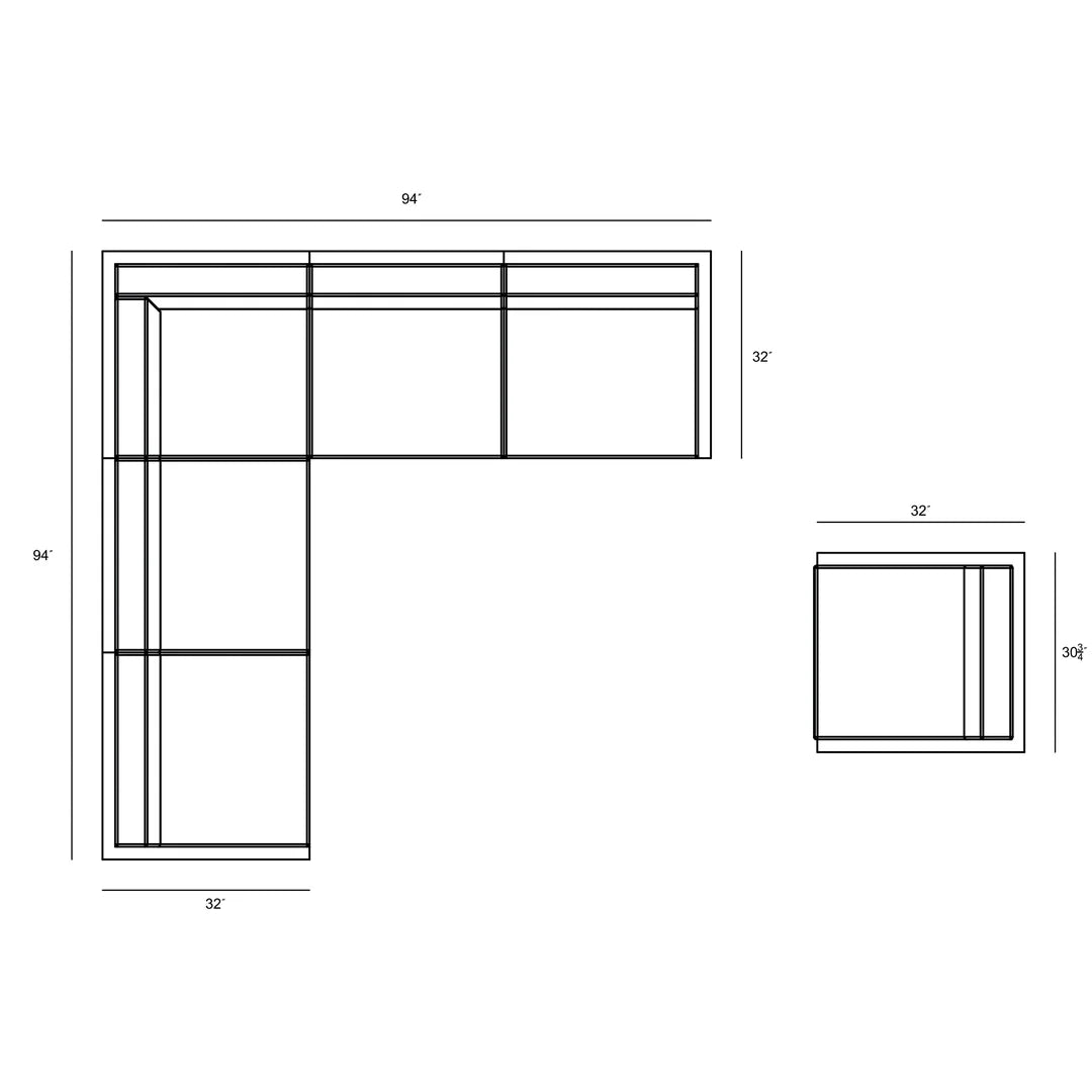 Avion 6 Piece Aluminum Sectional Set - Black - Cast Silver