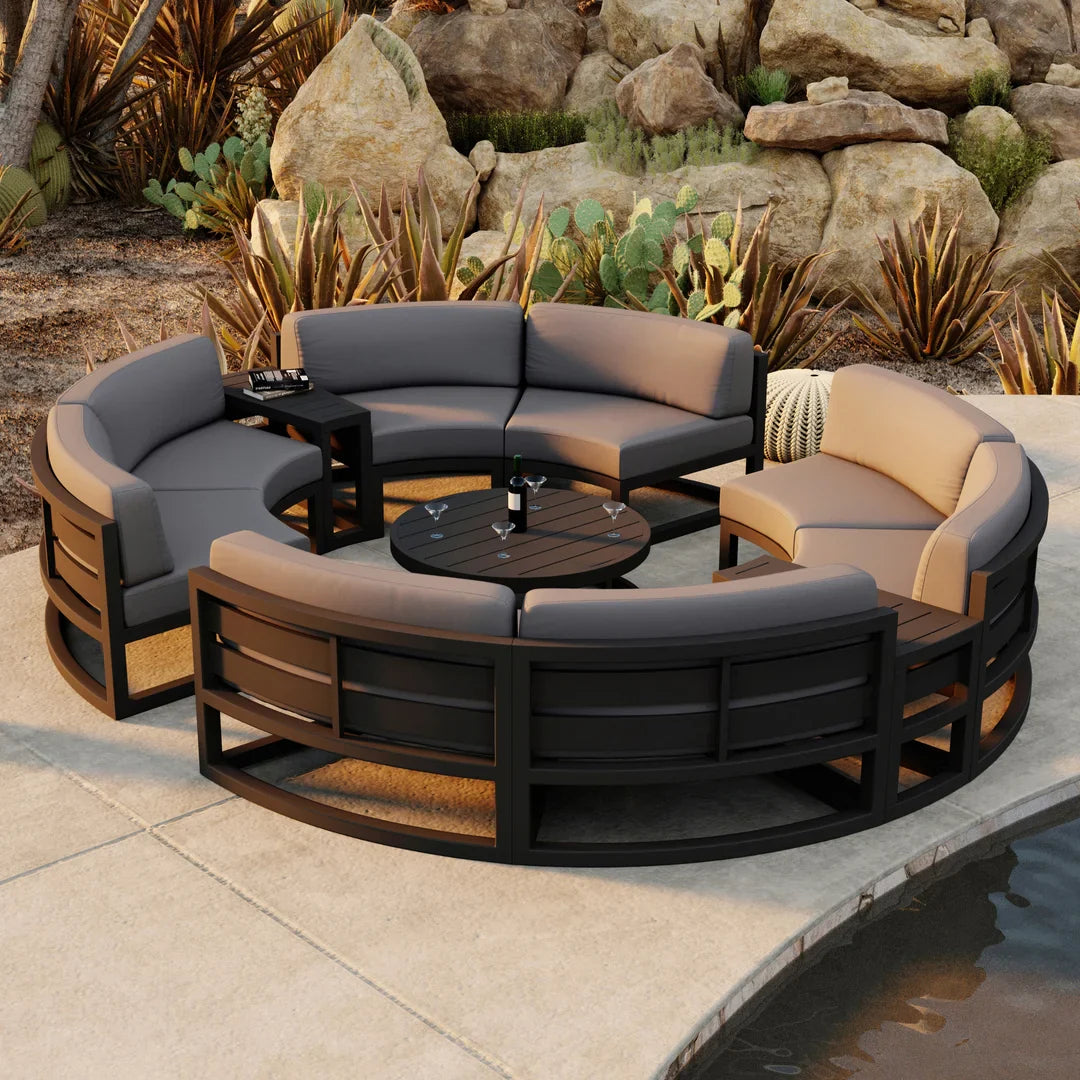 Avion 7 Piece Aluminum Curve Sectional Set