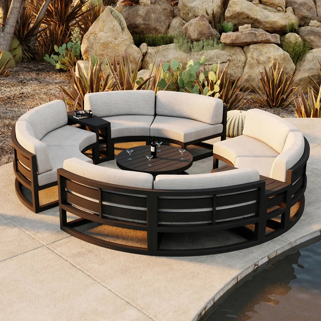 Avion 7 Piece Aluminum Curve Sectional Set