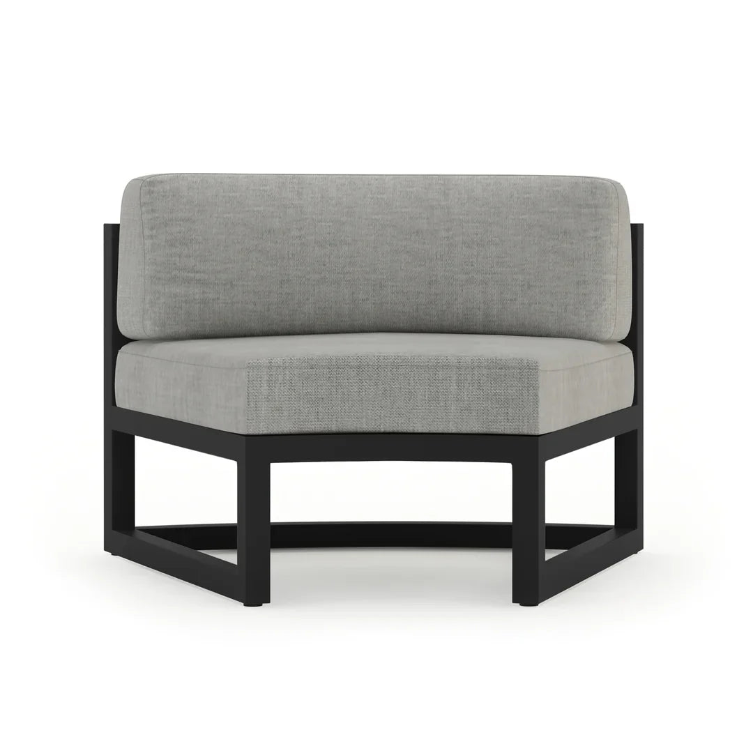 Avion 7 Piece Aluminum Curve Sectional Set - Black - Cast Silver