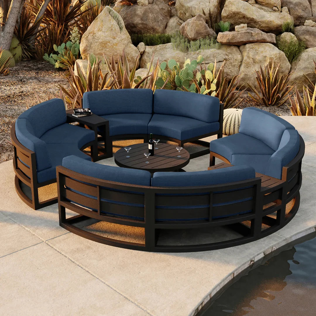 Avion 7 Piece Aluminum Curve Sectional Set