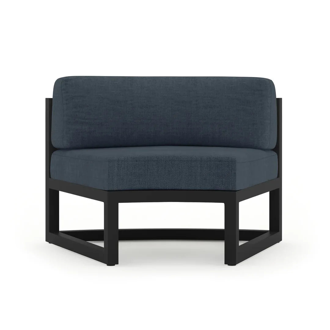 Avion 7 Piece Aluminum Curve Sectional Set - Black - Spectrum Indigo
