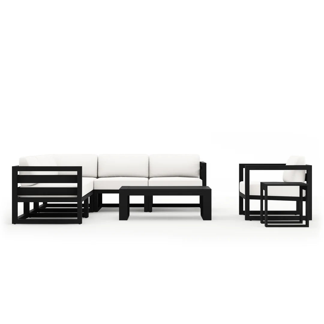 Avion 8 Piece Aluminum Sectional Set - Black - Canvas Natural