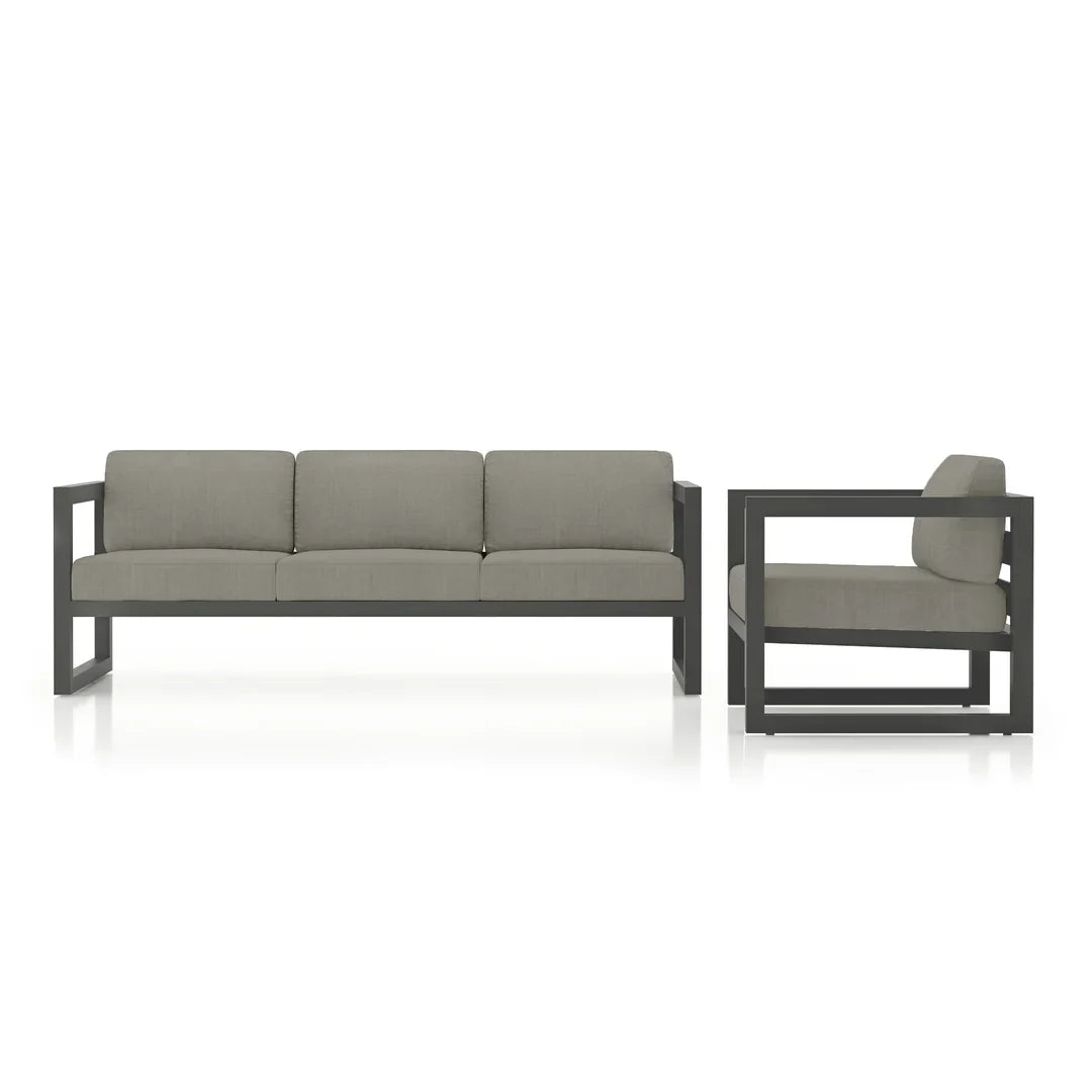 Avion 2 Piece Aluminum Sofa Set - Slate - Canvas Charcoal