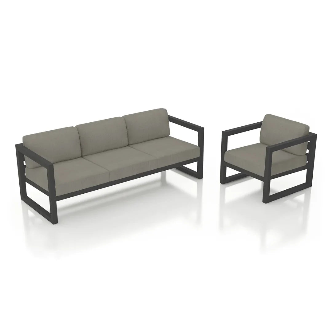 Avion 2 Piece Aluminum Sofa Set - Slate - Canvas Charcoal