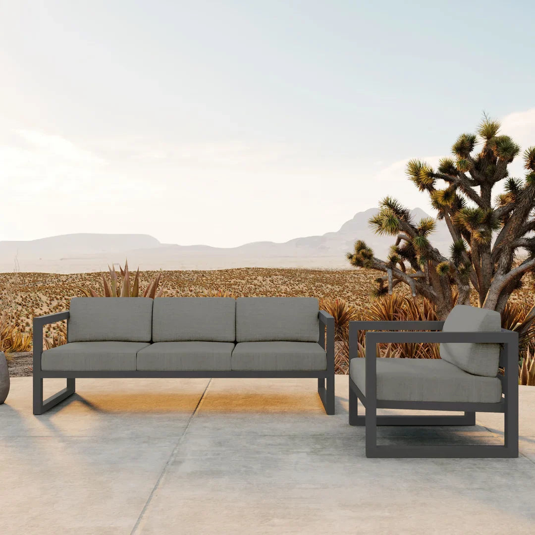 Avion 2 Piece Aluminum Sofa Set - Slate - Canvas Charcoal