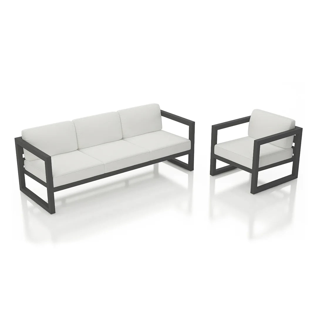 Avion 2 Piece Aluminum Sofa Set - Slate - Canvas Natural