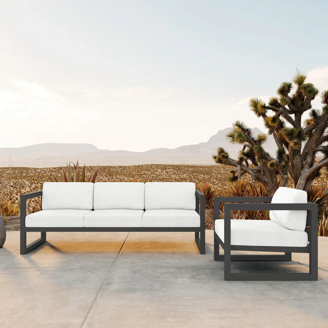 Avion 2 Piece Aluminum Sofa Set - Slate - Canvas Natural