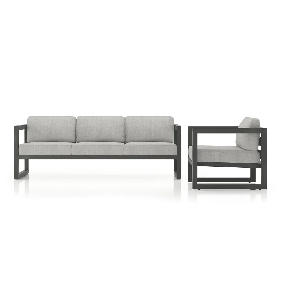 Avion 2 Piece Aluminum Sofa Set - Slate - Cast Silver