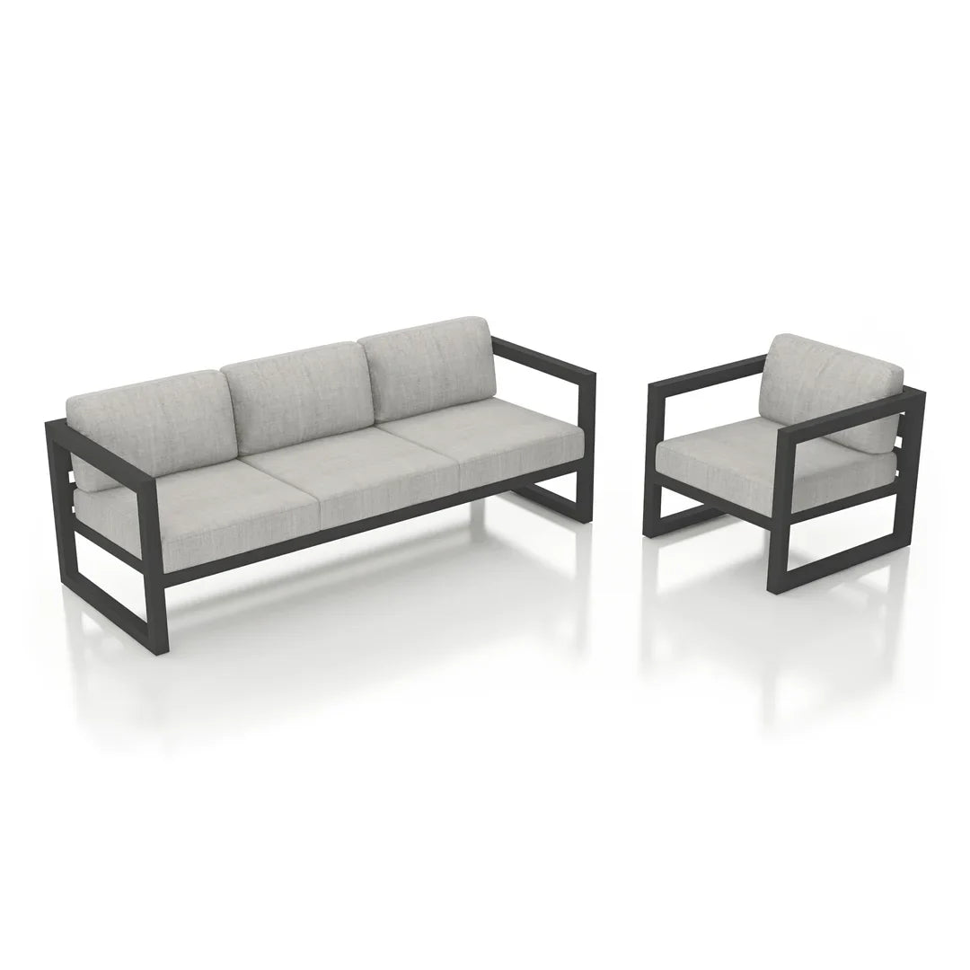 Avion 2 Piece Aluminum Sofa Set - Slate - Cast Silver